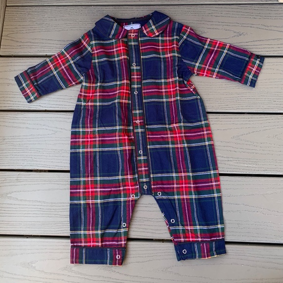 Petite Plume Windsor Tartan Flannel One-Piece Pajamas - Picture 3 of 8